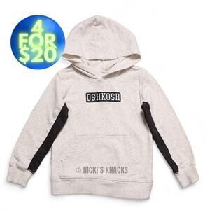 4/$20 - Oshkosh Boys Terry Pullover Hoodie Gray & Black Sweatshirt Size 6